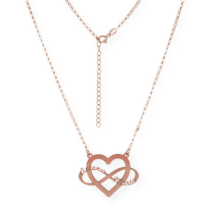 Colgante Corazón Infinito Hera en Plata 925 con Baño de Oro Rosa 18k