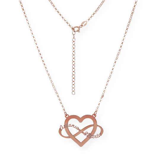 Colgante Corazón Infinito Hera en Plata 925 con Baño de Oro Rosa 18k