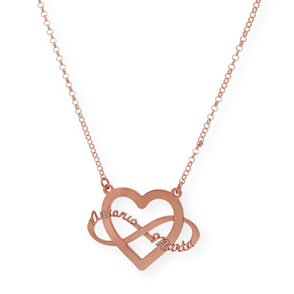 Colgante Corazón Infinito Hera en Plata 925 con Baño de Oro Rosa 18k