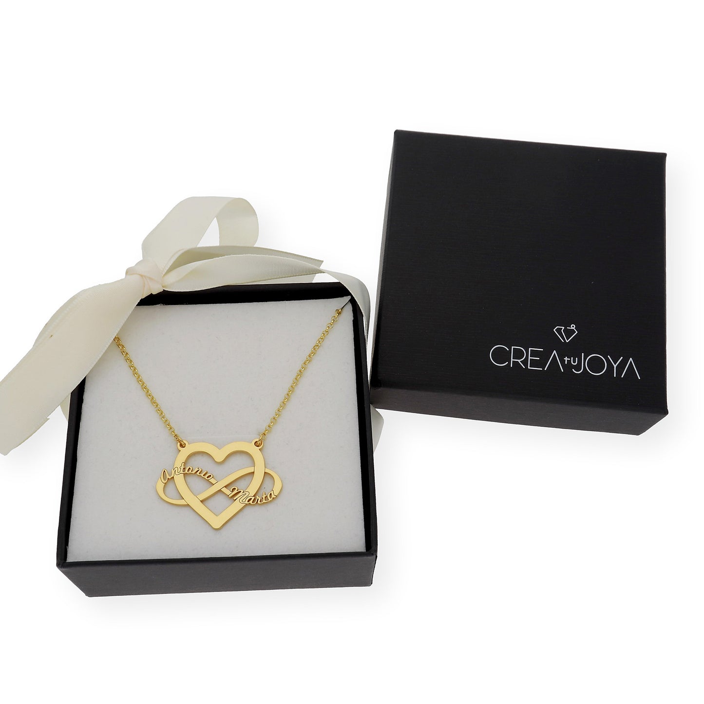 Colgante Corazón Infinito Hera en Plata 925 con Baño de Oro 18k