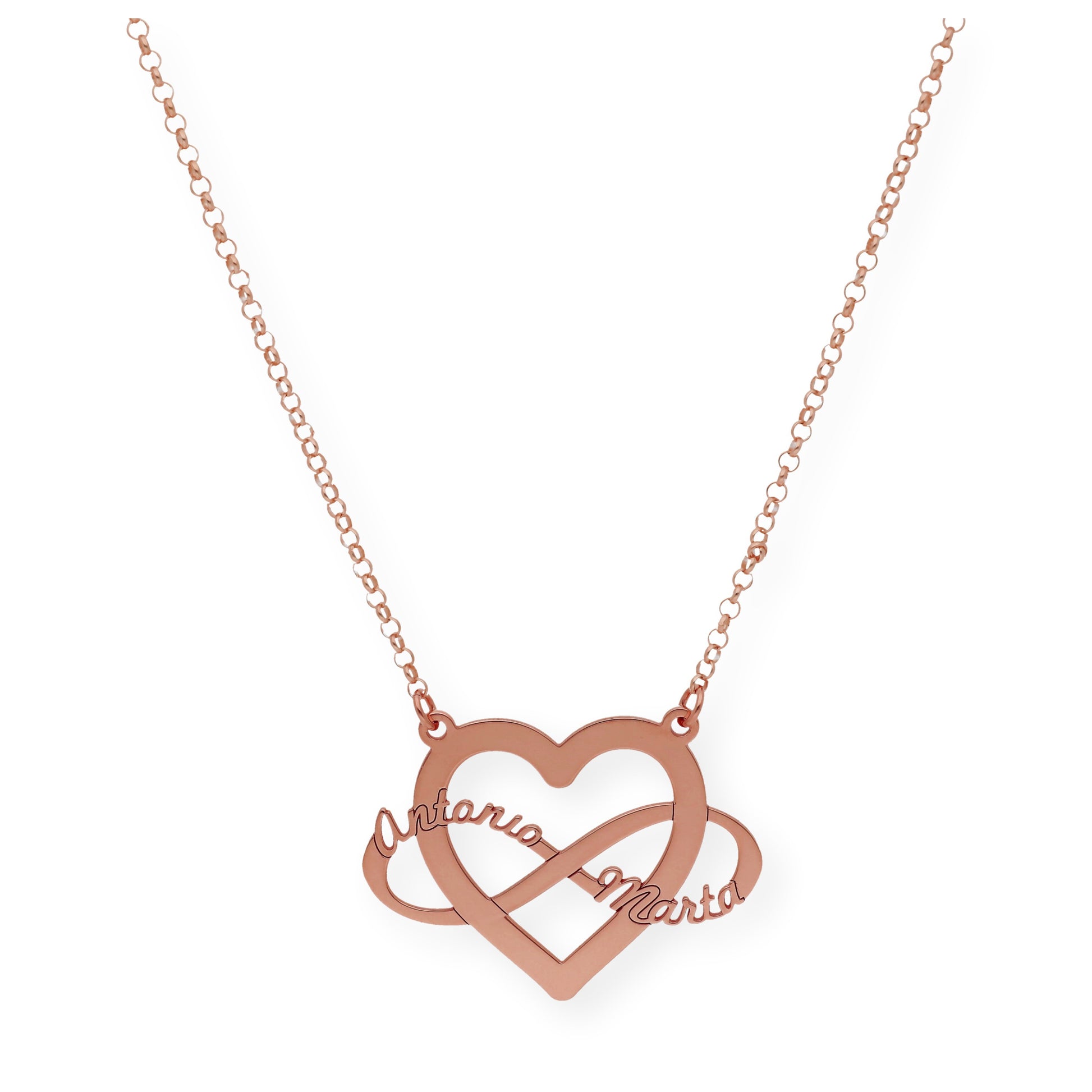 Colgante Corazón Infinito Hera en Plata 925 con Baño de Oro Rosa 18k