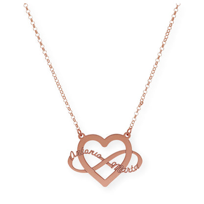Colgante Corazón Infinito Hera en Plata 925 con Baño de Oro Rosa 18k
