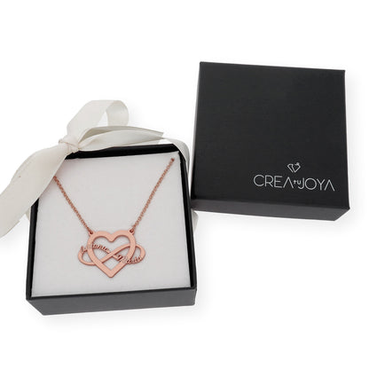Colgante Corazón Infinito Hera en Plata 925 con Baño de Oro Rosa 18k