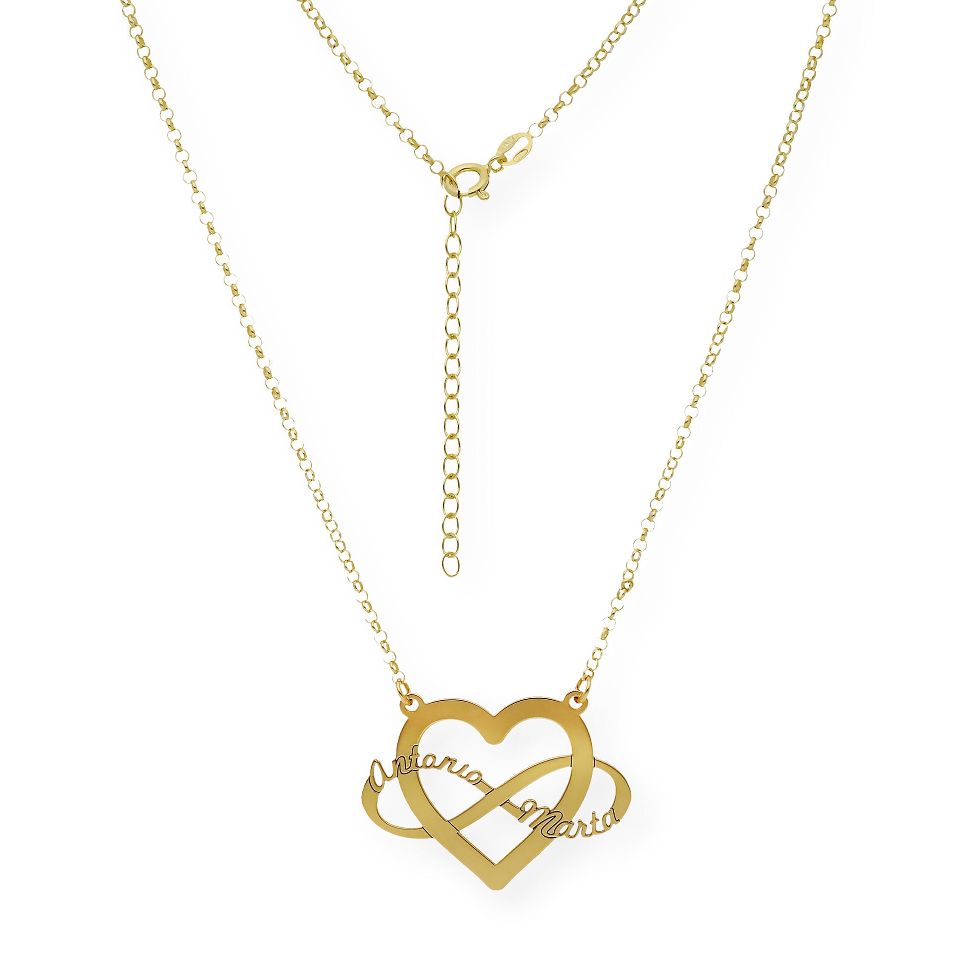 Colgante Corazón Infinito Hera en Plata 925 con Baño de Oro Rosa 18k