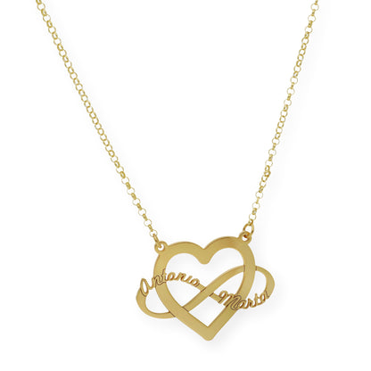 Colgante Corazón Infinito Hera en Plata 925 con Baño de Oro Rosa 18k