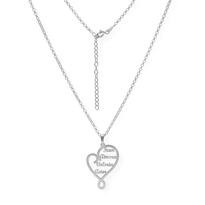Colgante Corazón Zoe 4 Nombres en Plata 925 y Baño de Oro Rosa 18k