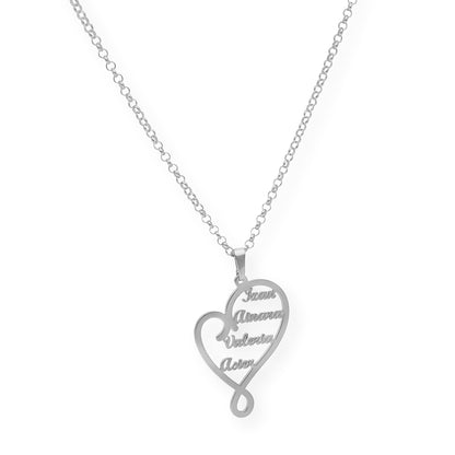 Colgante Corazón Zoe 4 Nombres en Plata 925 y Baño de Oro 18k