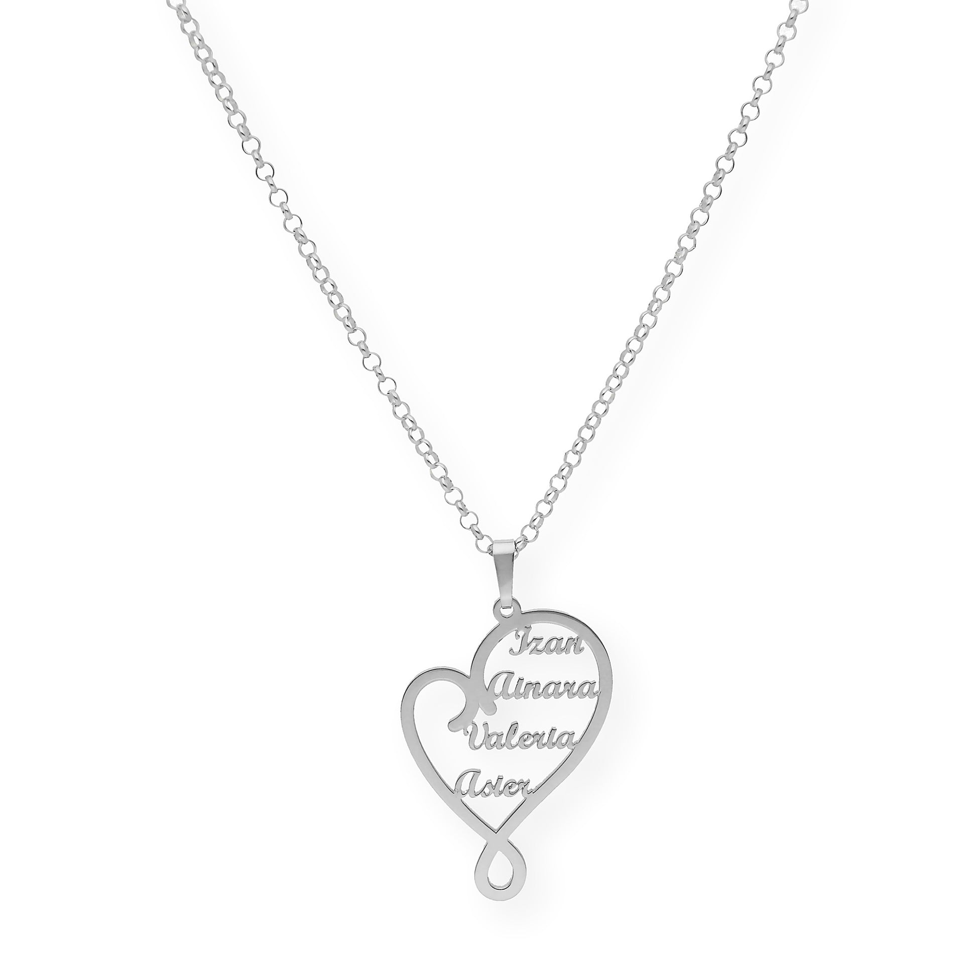 Colgante Corazón Zoe 4 Nombres en Plata 925 y Baño de Oro 18k