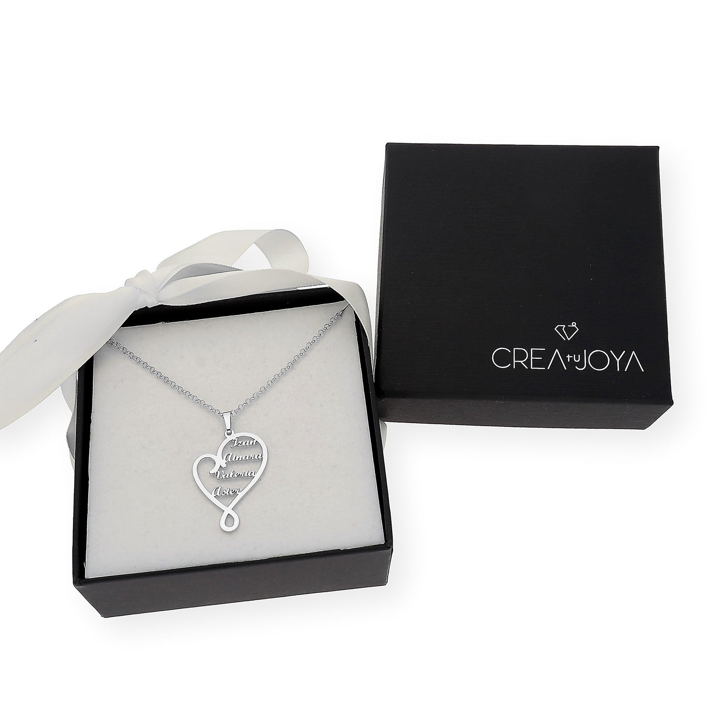 Colgante Corazón Zoe 4 Nombres en Plata 925 y Baño de Oro 18k