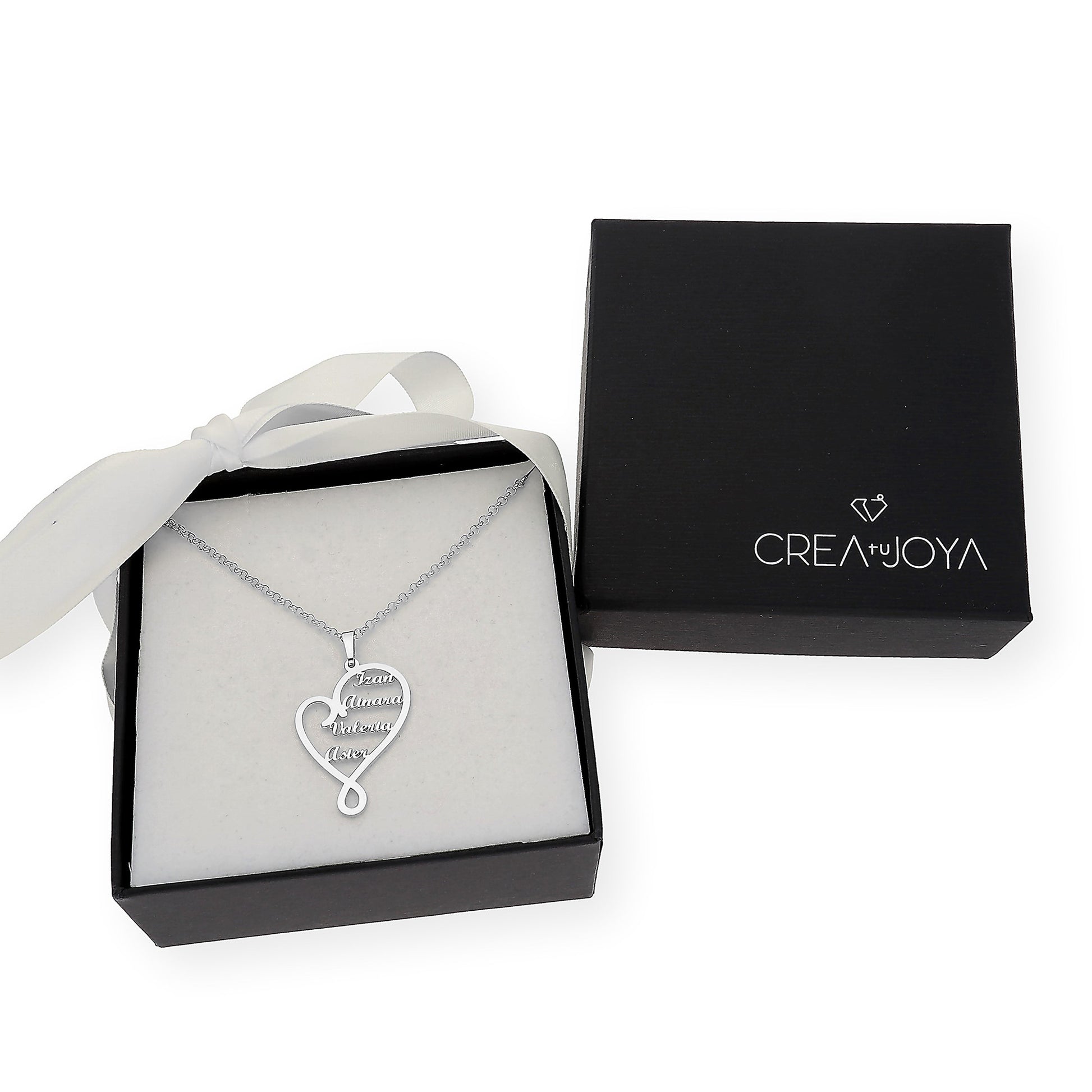 Colgante Corazón Zoe 4 Nombres en Plata 925 y Baño de Oro 18k