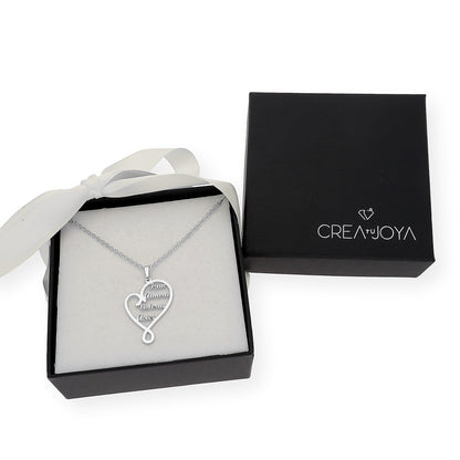 Colgante Corazón Zoe 4 Nombres en Plata 925 y Baño de Oro 18k