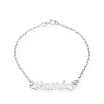Pulsera Love Mamá Personalizada en Plata 925 con Baño de Oro 18k