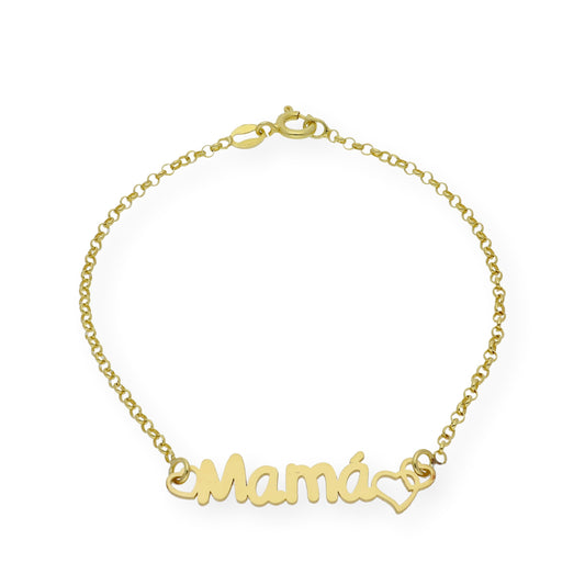 Pulsera Love Mamá Personalizada en Plata 925 con Baño de Oro 18k