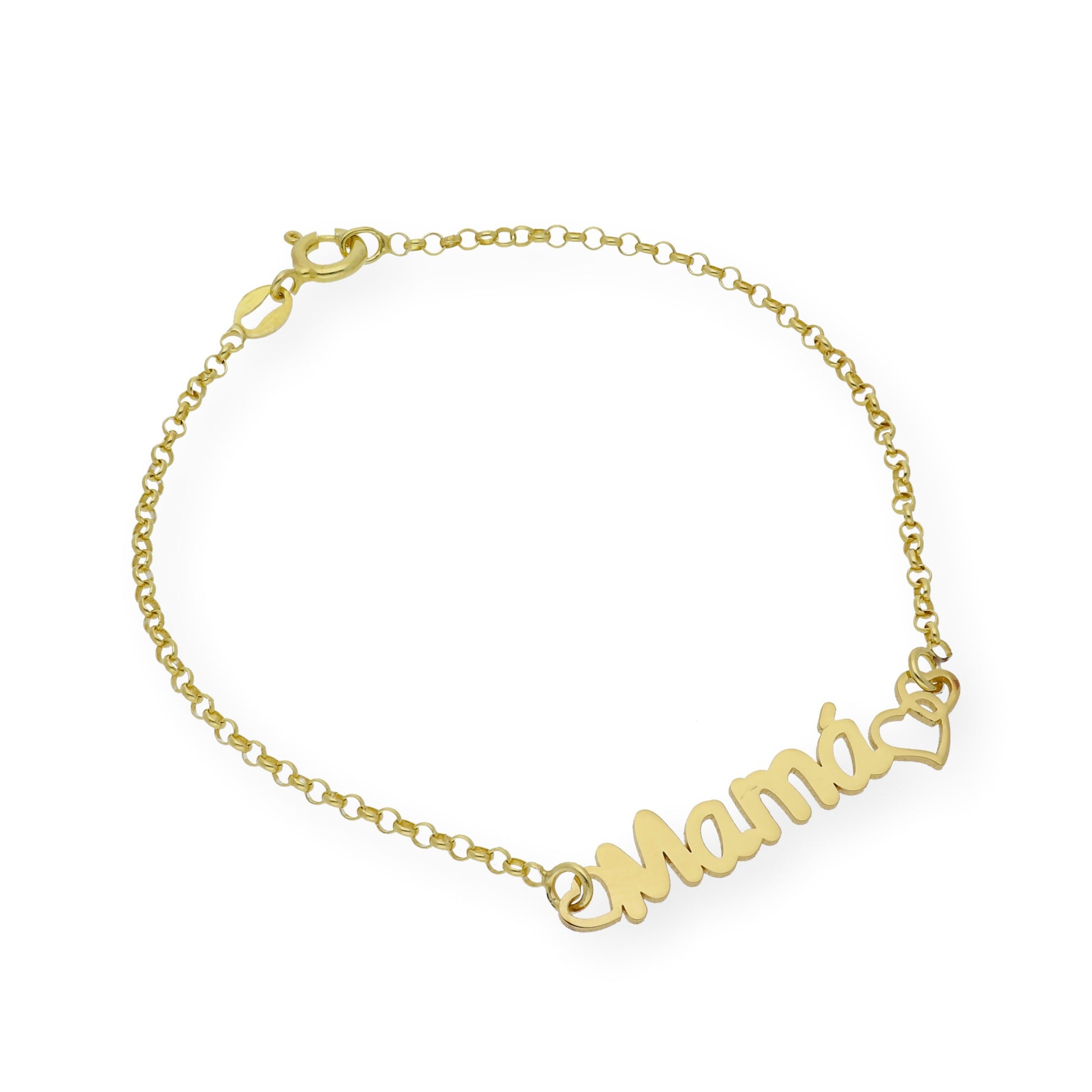 Pulsera Love Mamá Personalizada en Plata 925 con Baño de Oro 18k