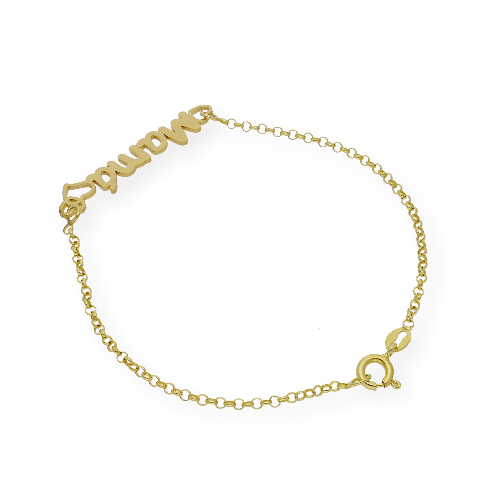 Pulsera Love Mamá Personalizada en Plata 925 con Baño de Oro 18k