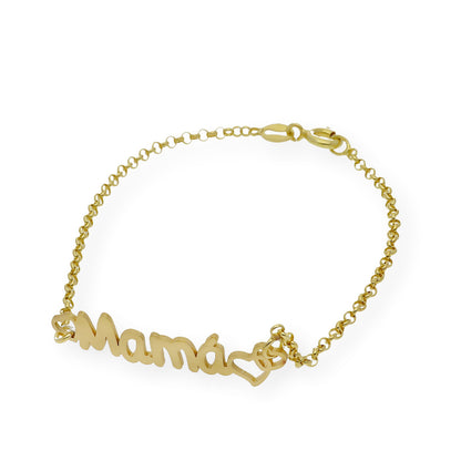 Pulsera Love Mamá Personalizada en Plata 925 con Baño de Oro 18k