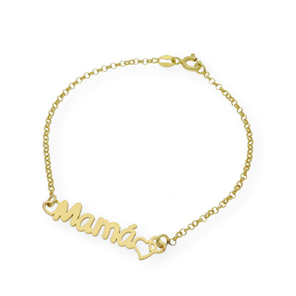 Pulsera Love Mamá Personalizada en Plata 925 con Baño de Oro 18k
