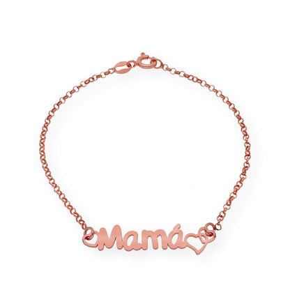 Pulsera Love Mamá Personalizada en Plata 925 con Baño de Oro 18k