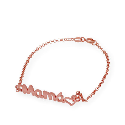 Pulsera Love Mamá Personalizada en Plata 925 con Baño de Oro 18k