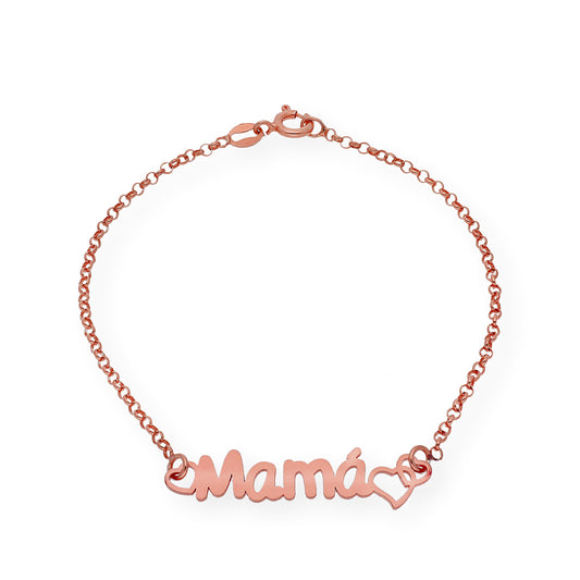 Pulsera Love Mamá Personalizada en Plata 925 con Baño de Oro Rosa 18k