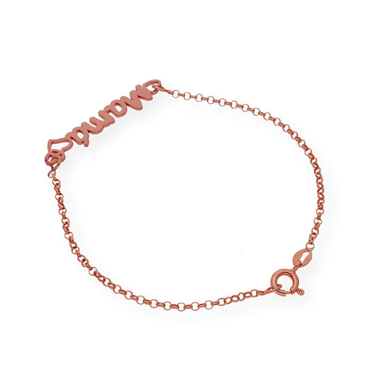 Pulsera Love Mamá Personalizada en Plata 925 con Baño de Oro Rosa 18k