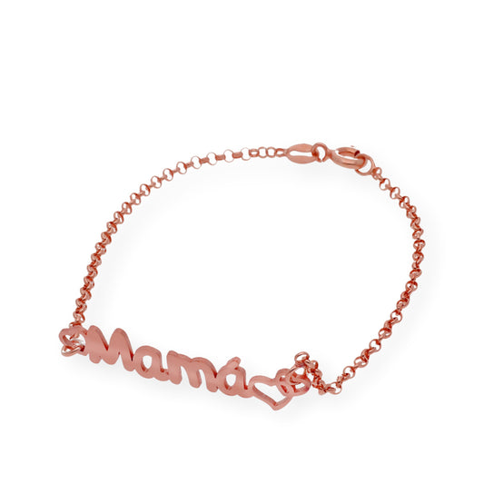 Pulsera Love Mamá Personalizada en Plata 925 con Baño de Oro Rosa 18k