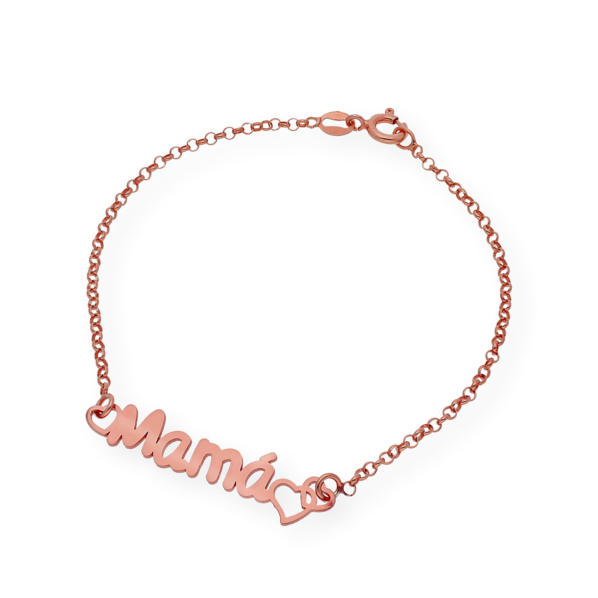 Pulsera Love Mamá Personalizada en Plata 925 con Baño de Oro Rosa 18k