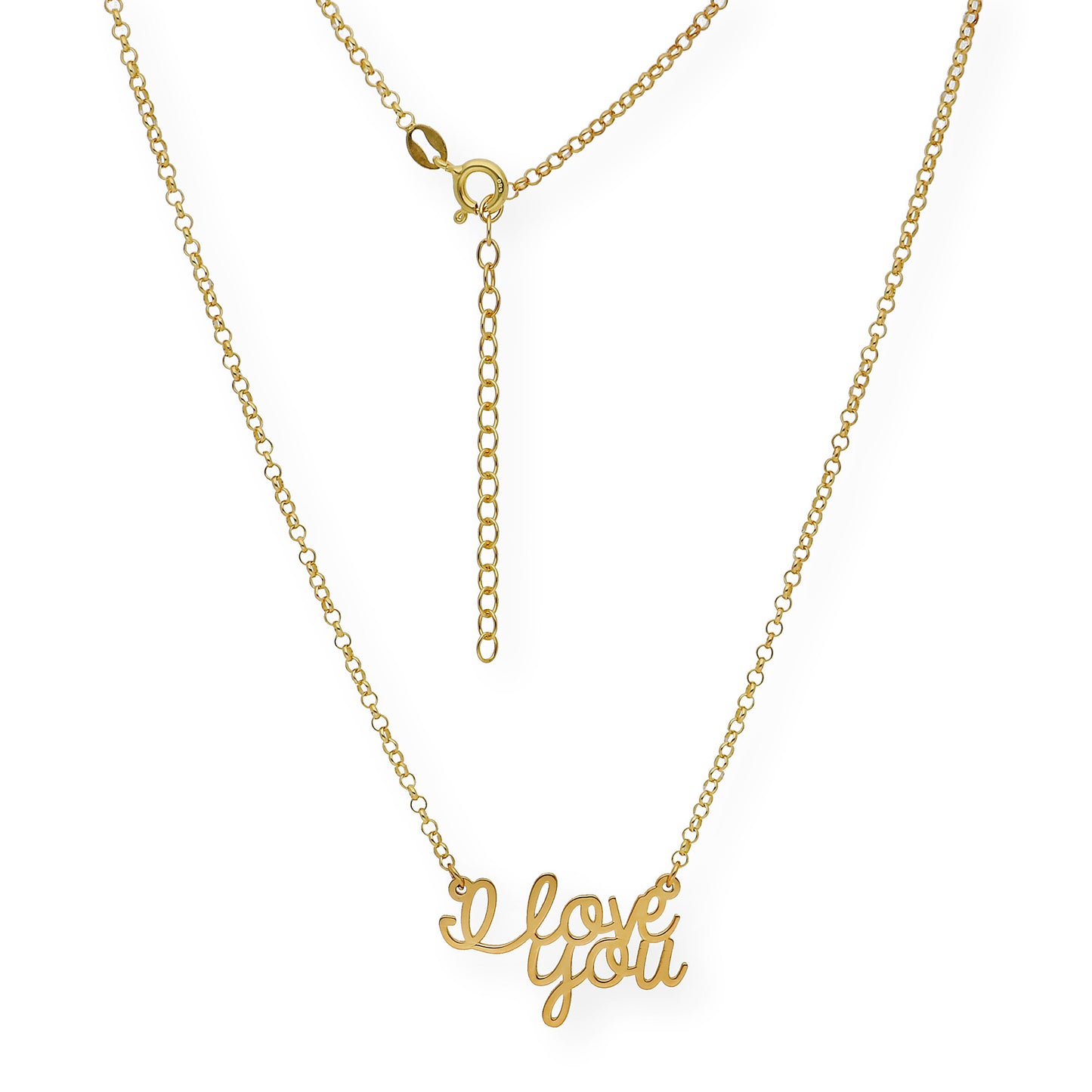 Colgante Love You en Plata 925 con Baño de Oro 18k