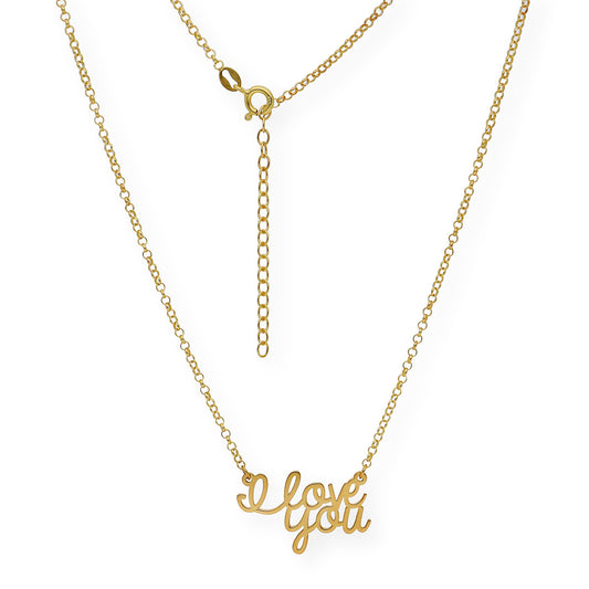 Colgante Love You en Plata 925 con Baño de Oro 18k