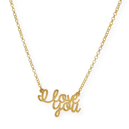 Colgante Love You en Plata 925 con Baño de Oro 18k