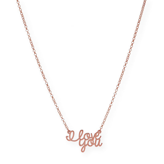 Colgante Love You en Plata 925 con Baño de Oro Rosa 18k