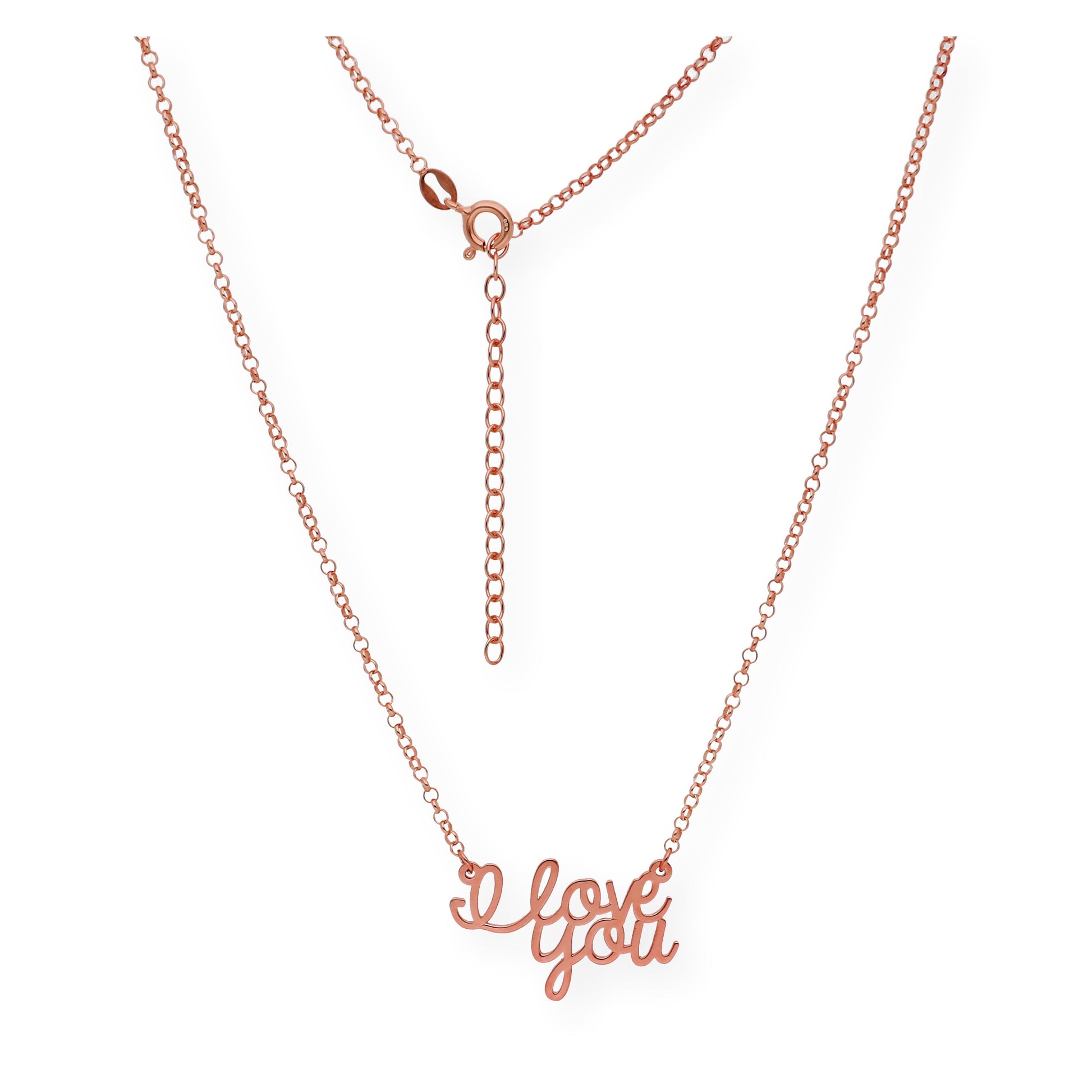 Colgante Love You en Plata 925 con Baño de Oro Rosa 18k