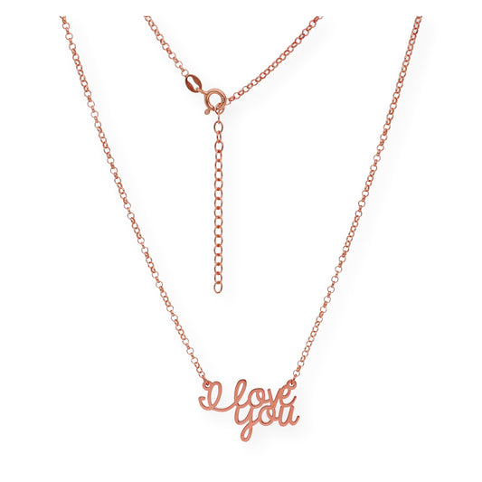 Colgante Love You en Plata 925 con Baño de Oro Rosa 18k