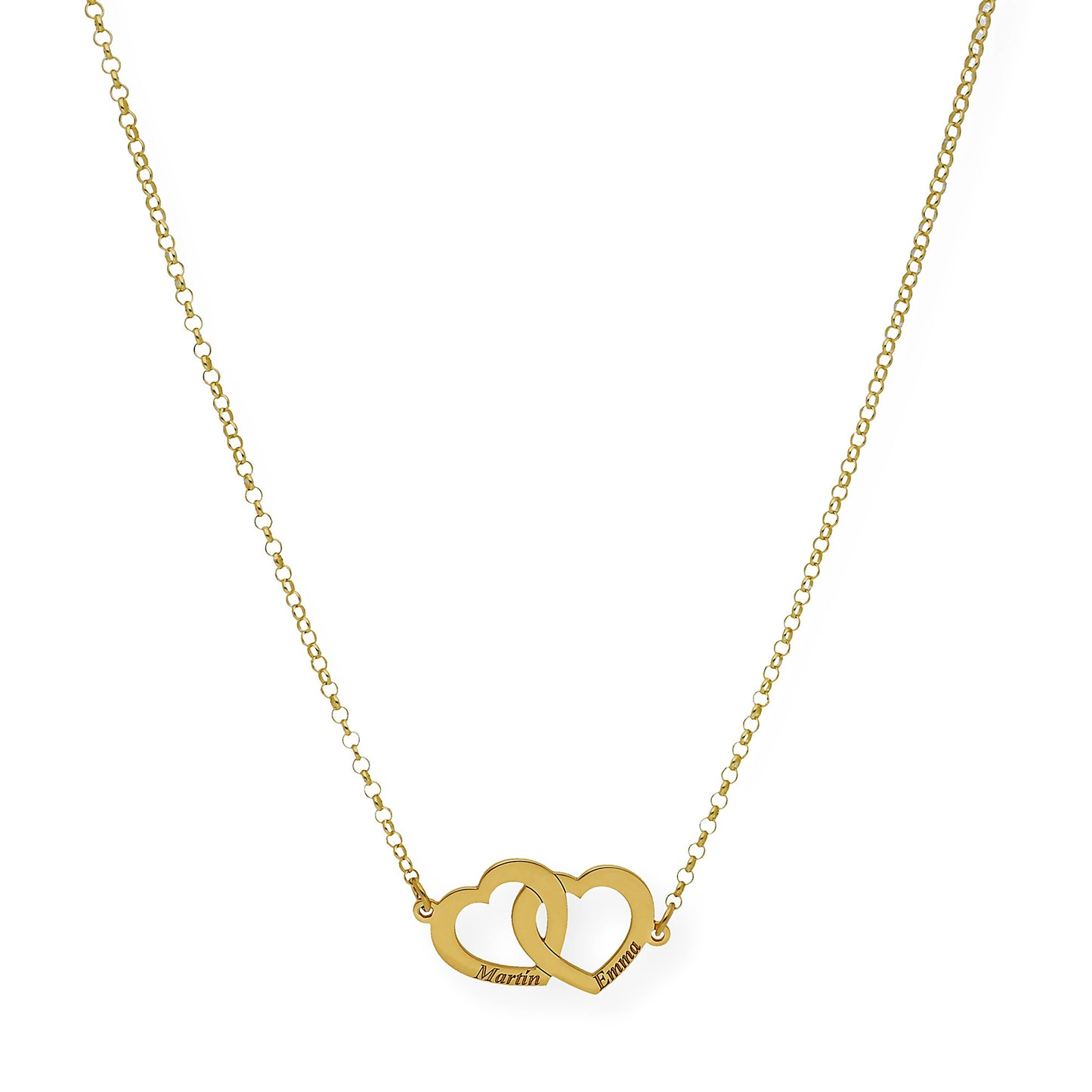 Colgante Doble Corazón Eros Nombres Entrelazados en Plata 925