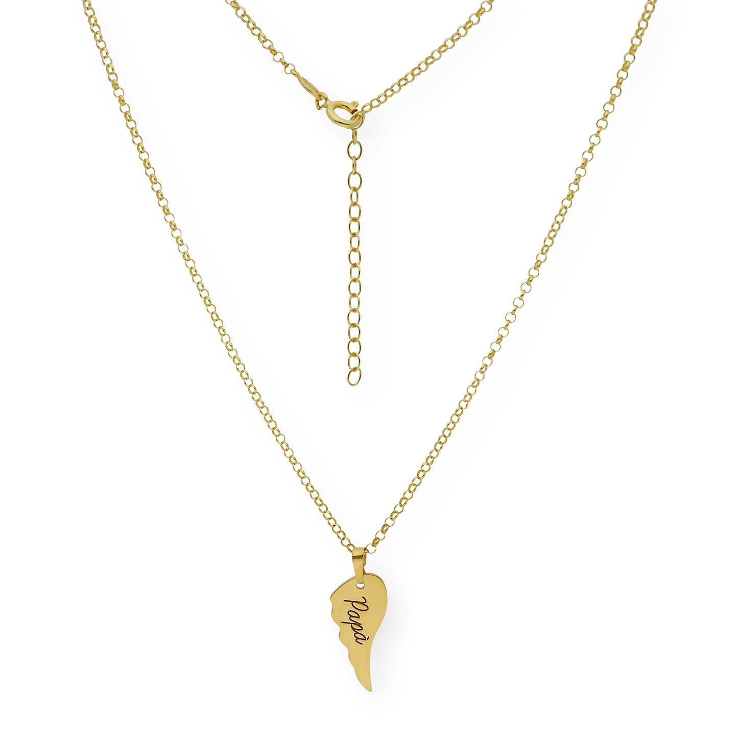 Colgante Uriel Ala con Nombre en Plata 925 con Baño de Oro 18k