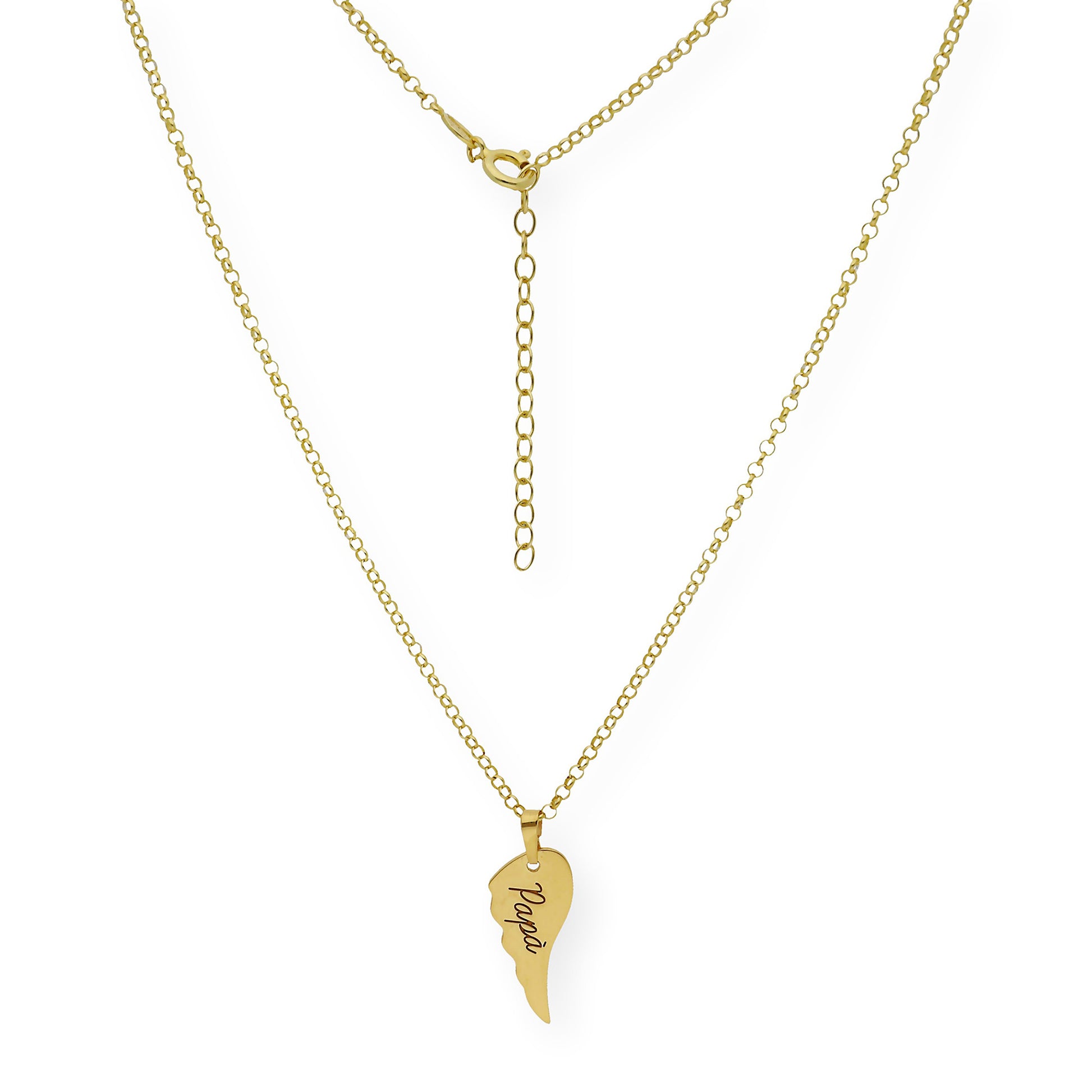 Colgante Uriel Ala con Nombre en Plata 925 con Baño de Oro 18k