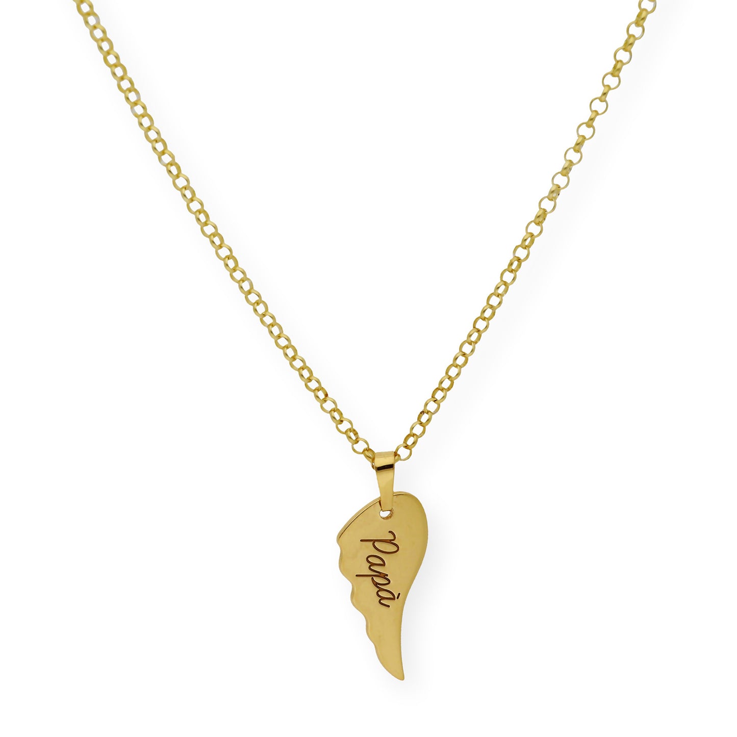 Colgante Uriel Ala con Nombre en Plata 925 con Baño de Oro 18k