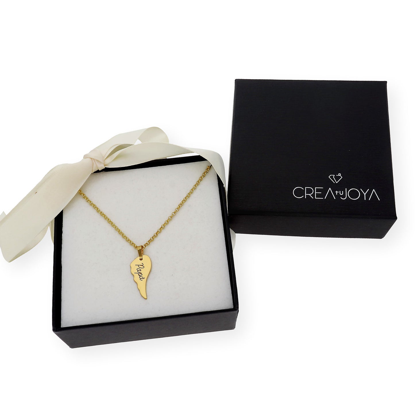 Colgante Uriel Ala con Nombre en Plata 925 con Baño de Oro Rosa 18k