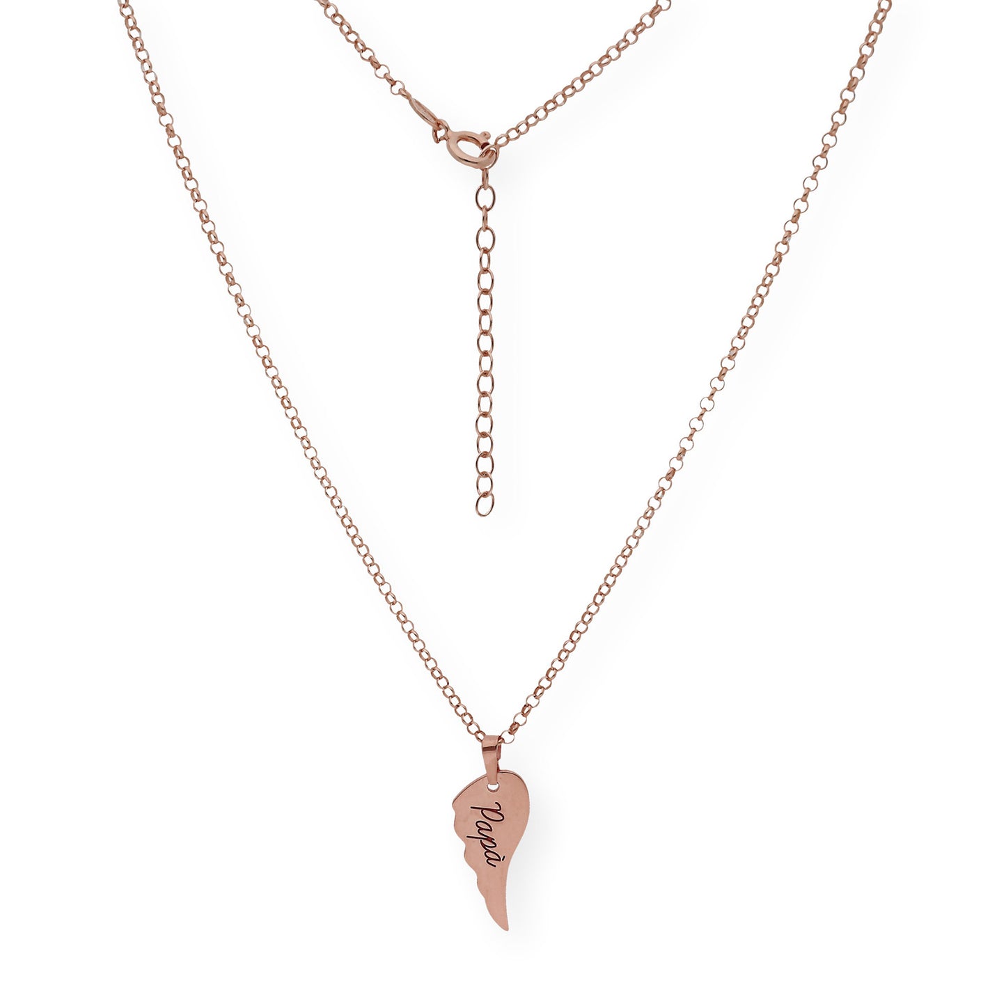 Colgante Uriel Ala con Nombre en Plata 925 con Baño de Oro Rosa 18k