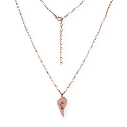 Colgante Uriel Ala con Nombre en Plata 925 con Baño de Oro Rosa 18k