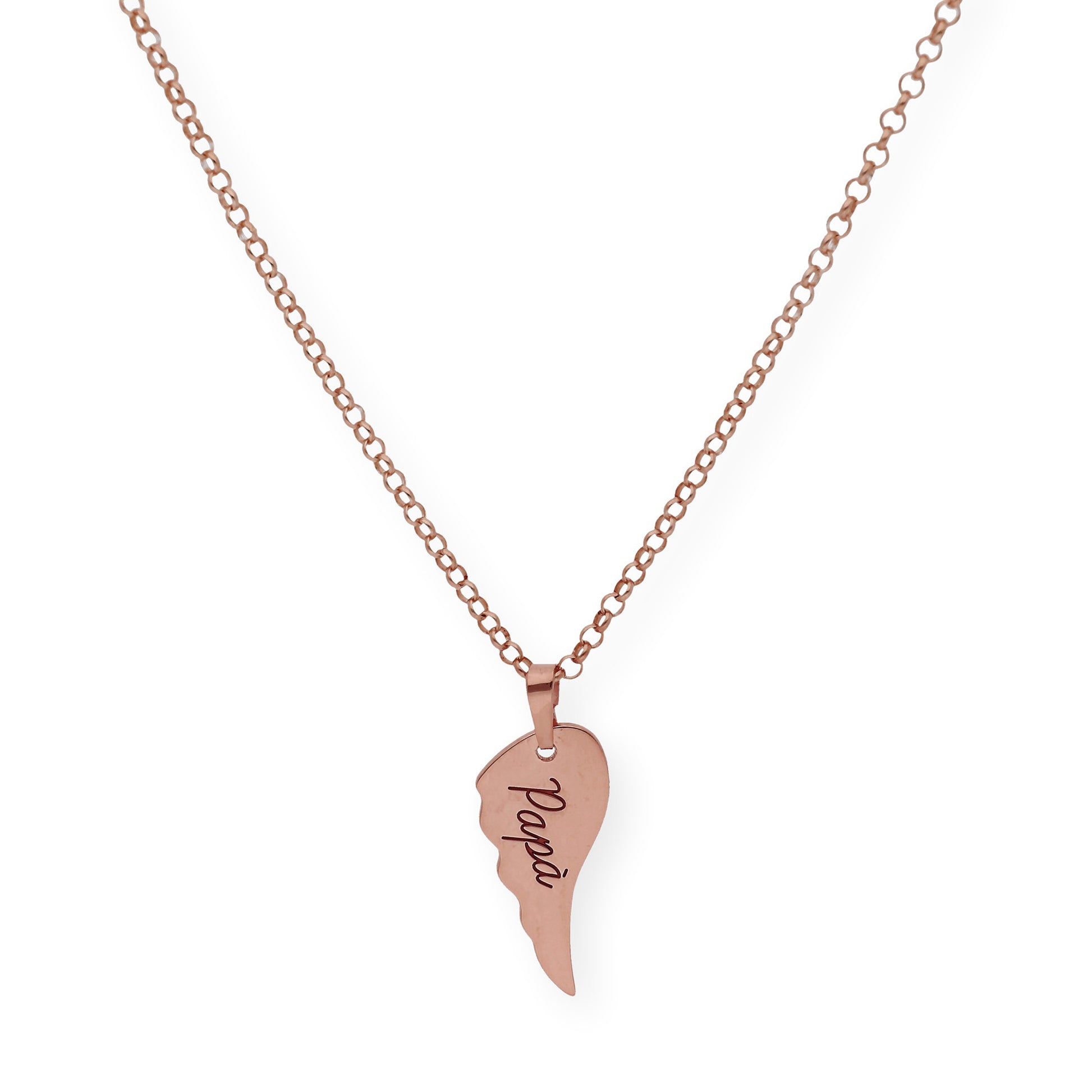 Colgante Uriel Ala con Nombre en Plata 925 con Baño de Oro Rosa 18k