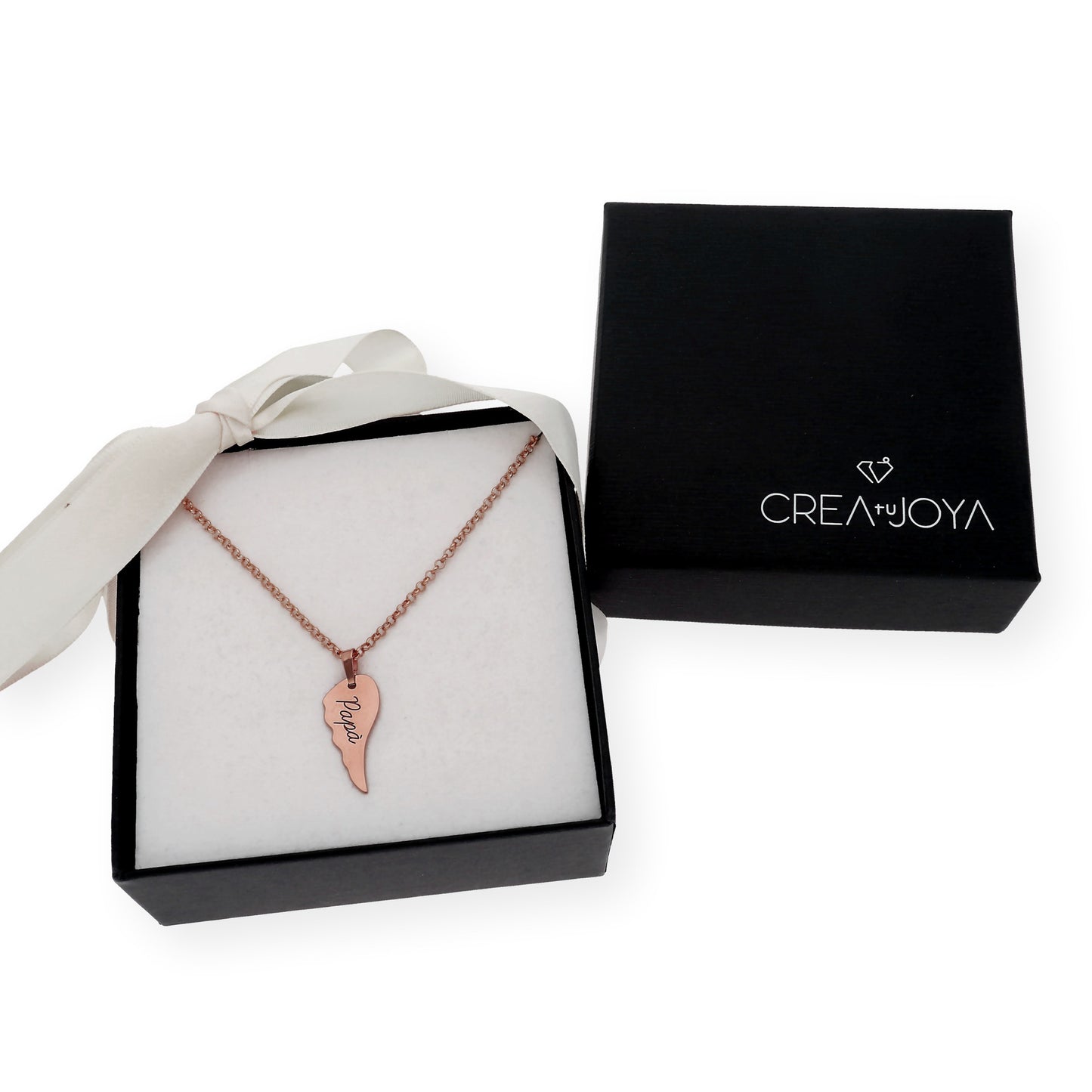 Colgante Uriel Ala con Nombre en Plata 925 con Baño de Oro Rosa 18k