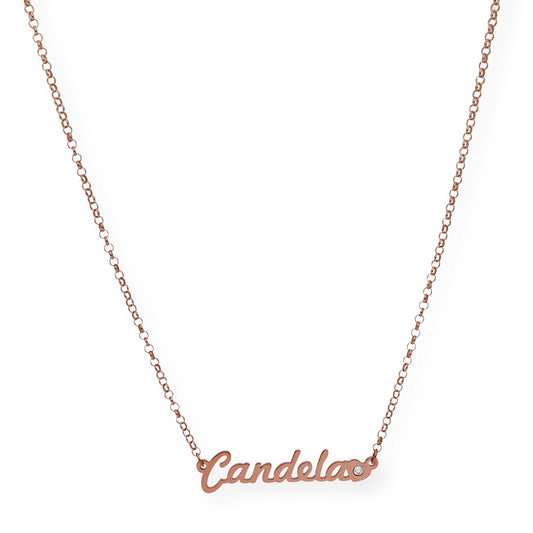 Colgante Nombre Helen Corazón con Circonita en Plata 925 con Baño de Oro Rosa 18k
