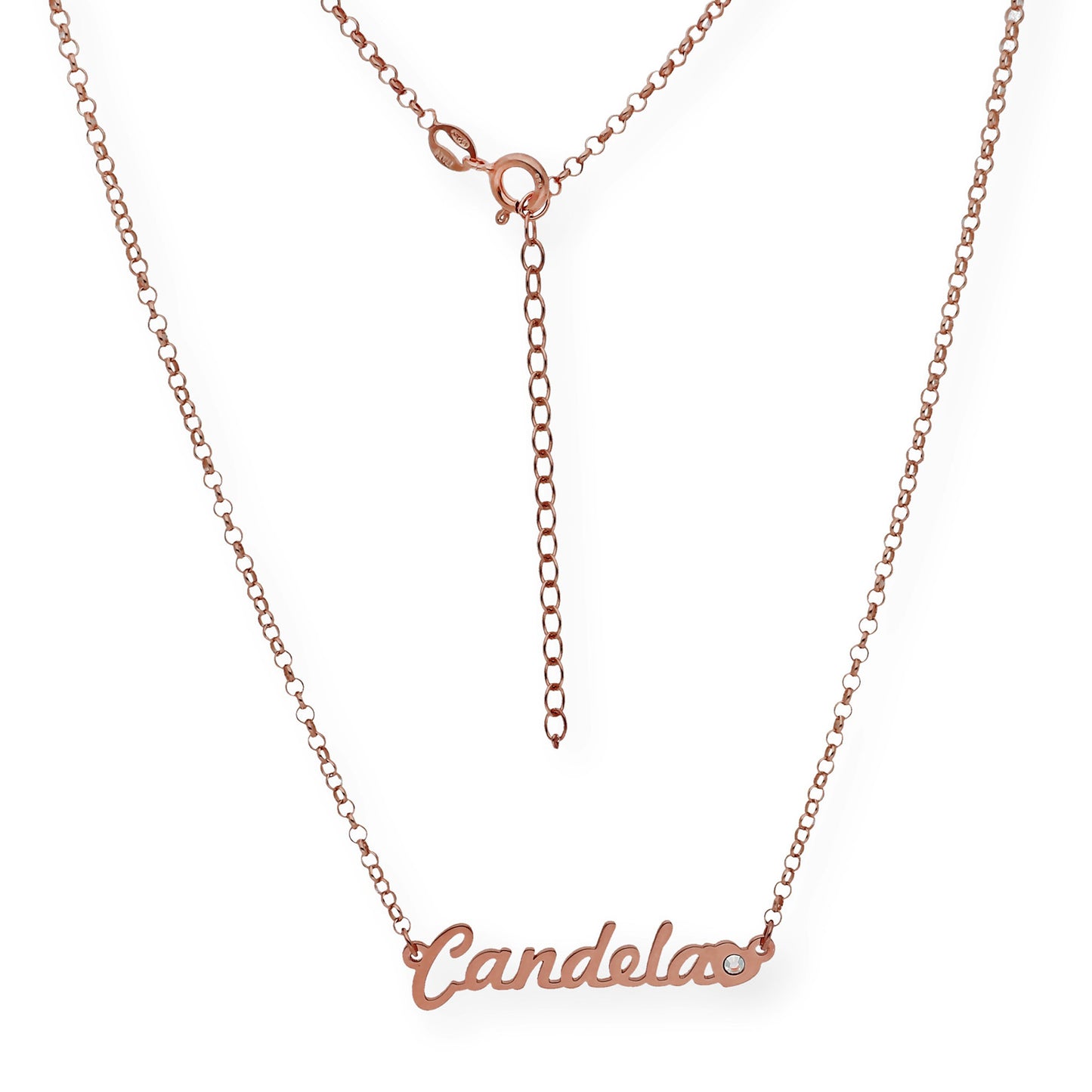 Colgante Nombre Helen Corazón con Circonita en Plata 925 con Baño de Oro Rosa 18k