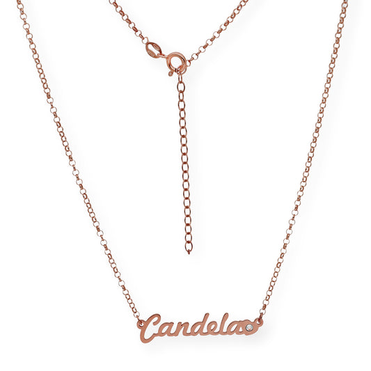 Colgante Nombre Helen Corazón con Circonita en Plata 925 con Baño de Oro Rosa 18k