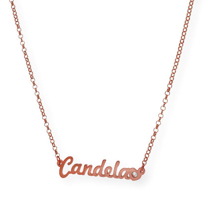 Colgante Nombre Helen Corazón con Circonita en Plata 925 con Baño de Oro Rosa 18k