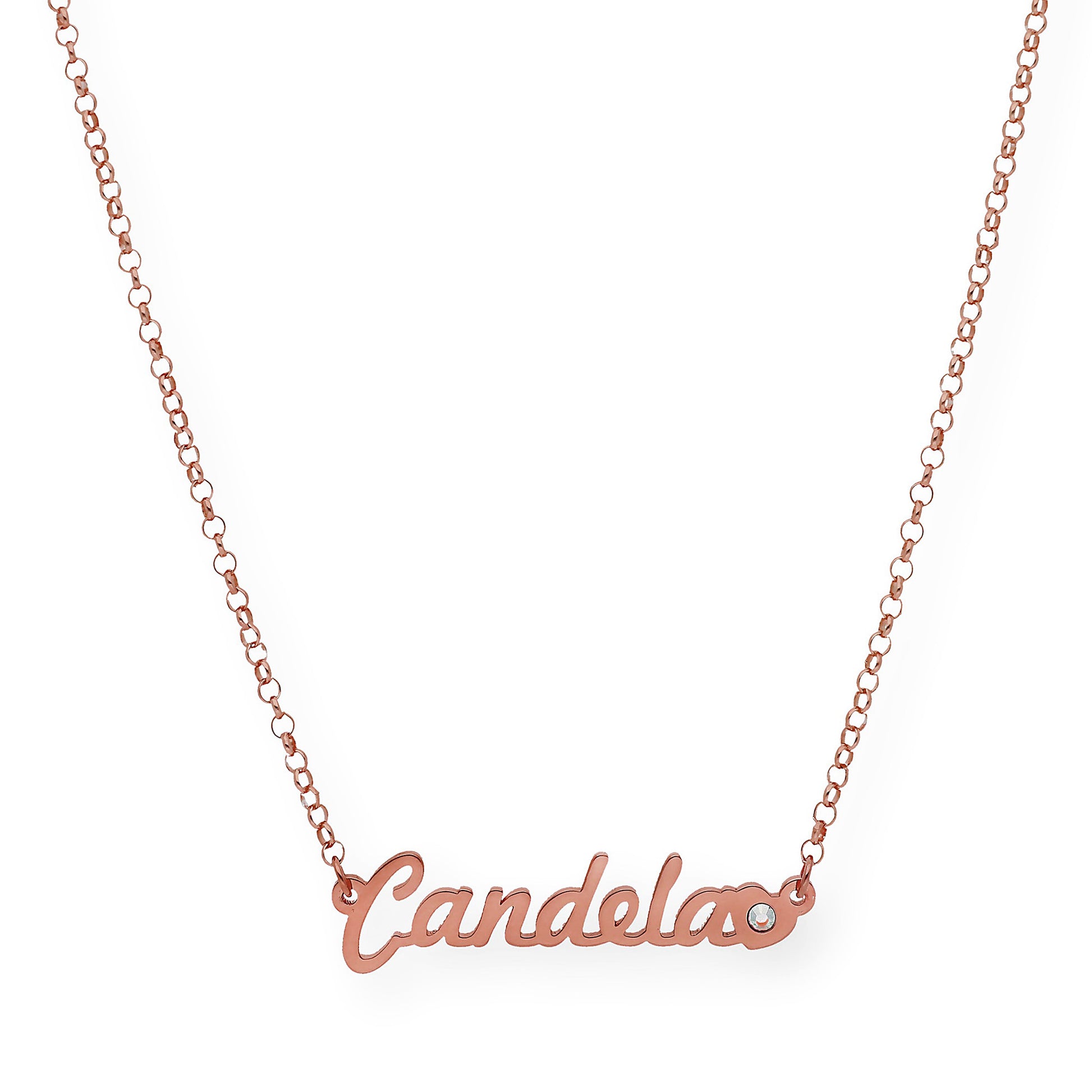 Colgante Nombre Helen Corazón con Circonita en Plata 925 con Baño de Oro Rosa 18k