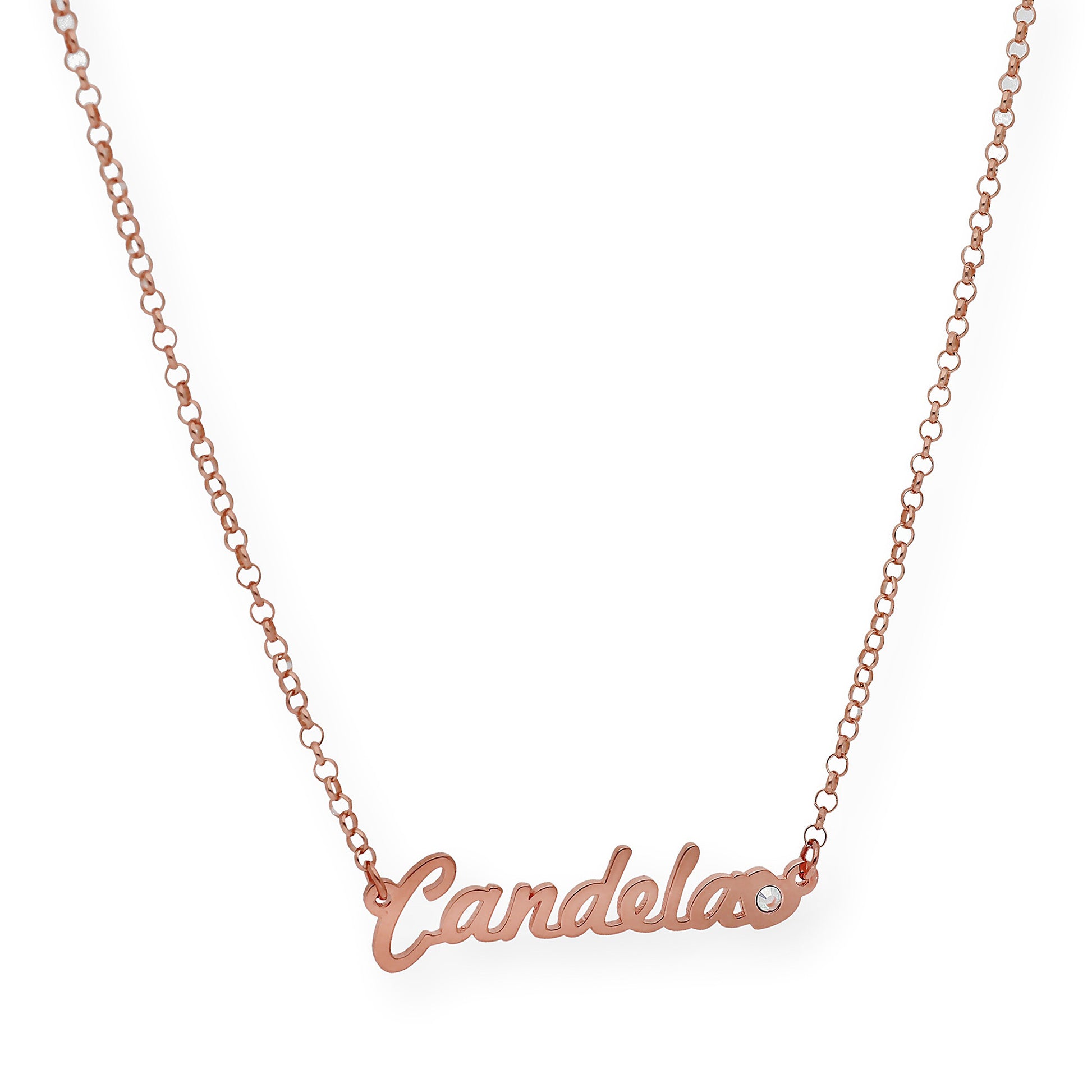 Colgante Nombre Helen Corazón con Circonita en Plata 925 con Baño de Oro Rosa 18k