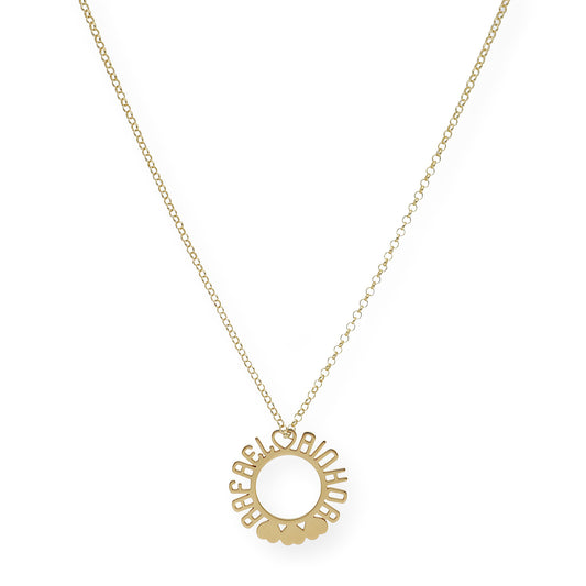 Colgante Cyrene Nombres y Corazones en Plata 925 con Baño de Oro 18k