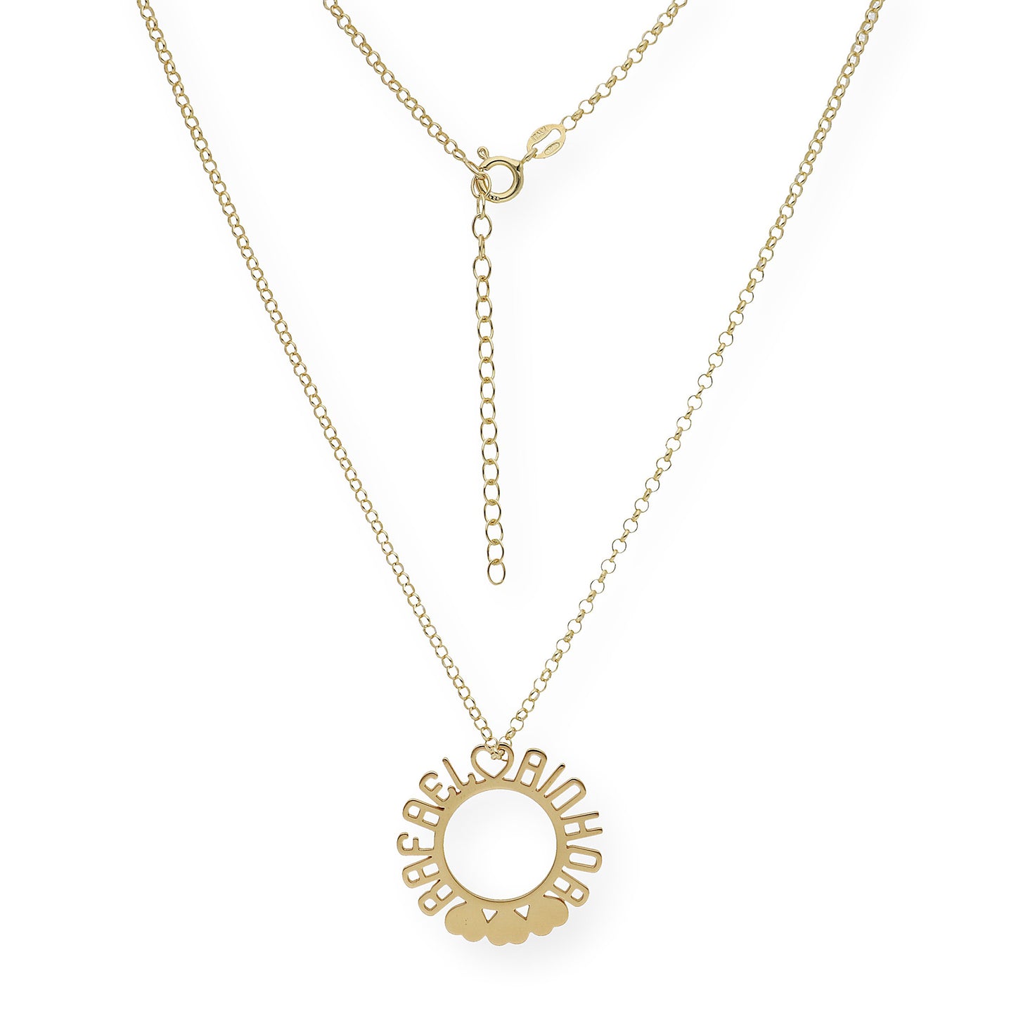 Colgante Cyrene Nombres y Corazones en Plata 925 con Baño de Oro 18k